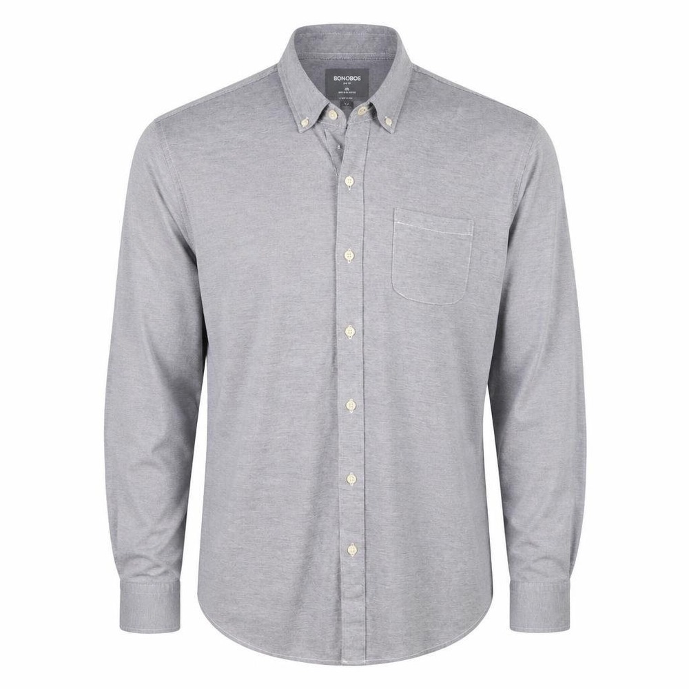 Bonobos Shirt Mens XXL Gray Pima Cotton Slim Fit Preppy Business Casual Birdseye